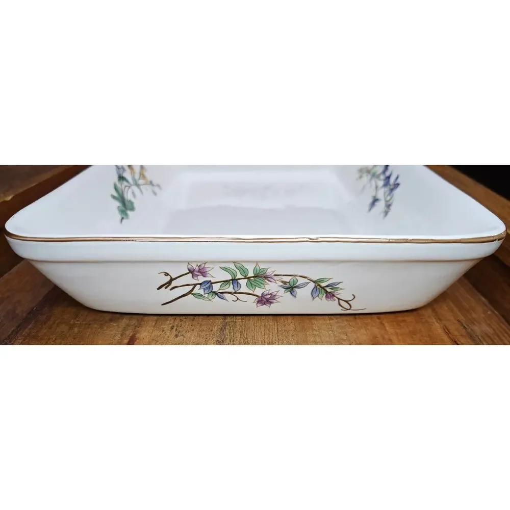 Woodhill Fine Bakeware Ceramic Botanical Floral Casserole Lasagna Dish 12 x 9